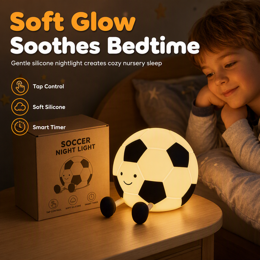 ⏳🔥LIMITED-TIME 50% OFF! ⏰💡 Rechargeable Soccer Night Lights – Soft Glow, Tap Control, Kid-Safe ⚽ ✨