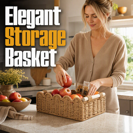 ⏳🔥LIMITED-TIME 50% OFF! ⏰Woven Storage Basket with Wooden Handles📦