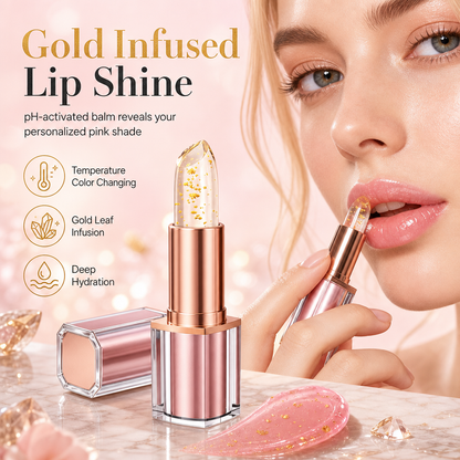 ⏳🔥LIMITED-TIME 50% OFF! ⏰Gold Foil Temperature Color Changing Lip Balm💄 – Moisturizing Custom Pink Tint with Glossy Gold Finish ✨