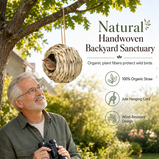 ⏳🔥LIMITED-TIME 50% OFF! ⏰🐦Hand-Woven Spherical Straw Bird Nest – Dense Weave, Weather Resistant, Garden Ornament 🌾🍃
