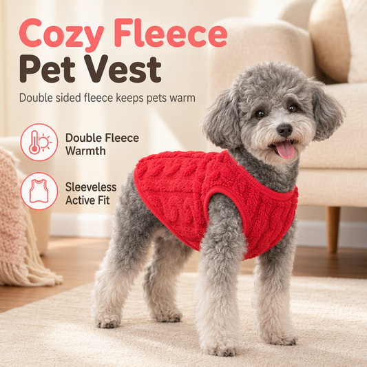 ⏳🔥LIMITED-TIME 50% OFF! ⏰Warm Double Sided Fleece Pet Sweatshirt with Cable Knit Design Autumn Winter Dog Clothes for Small Dogs Teddy and Bichon