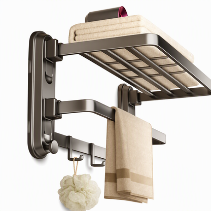 ⏳🔥LIMITED-TIME 50% OFF! ⏰🧺 Double Folding Towel Rack – Suction mount, rustproof & space-saving 🛁✨