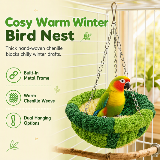 ⏳🔥LIMITED-TIME 50% OFF! ⏰🐦Warm Winter Cotton Bird Nest Hammock – Give Your Parrot, Cockatiel or Budgie a Cosy Place to Sleep & Swing ✨