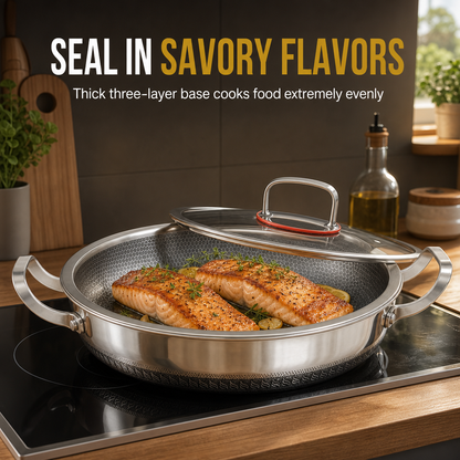 ⏳🔥LIMITED-TIME 50% OFF! ⏰🥘 Thickened Stainless Steel Wok – Nonstick, Flat Bottom, Dual Handles 🍳✨