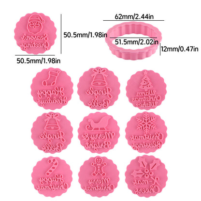 ⏳🔥LIMITED-TIME 50% OFF! ⏰Press Crisp Holiday Cookies Instantly! 10-Shape Christmas Cookie Stamp Set🍪