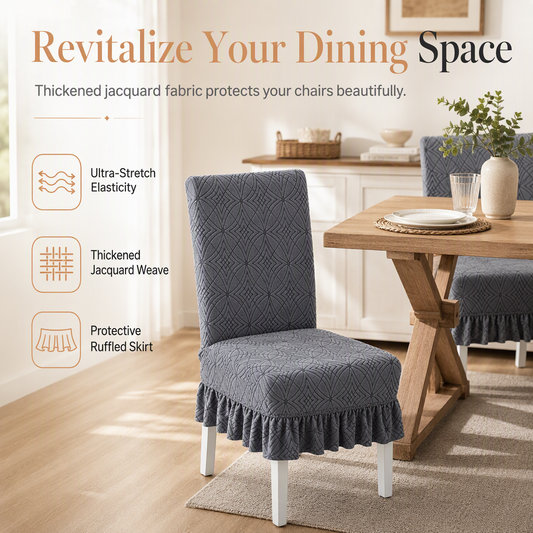 ⏳🔥LIMITED-TIME 50% OFF! ⏰Stretch Jacquard Dining Chair Cover Thickened Full Coverage Straight Back Slipcover Cat Scratch Resistant and Durable