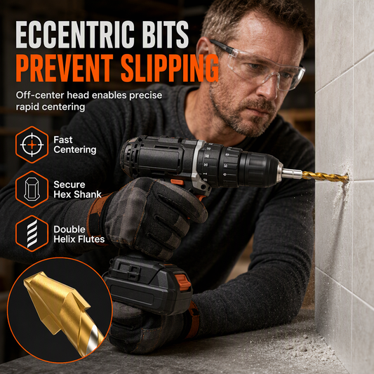 ⏳🔥LIMITED-TIME 50% OFF! ⏰🧱Super Hard Eccentric Slanted Head Drill Bits – For Ceramic Tile, Glass, Concrete & Cement Walls, Drill Cleaner Holes With Less Wandering 🛠️