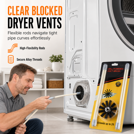 ⏳🔥LIMITED-TIME 50% OFF! ⏰Rotary Chimney and Dryer Duct Cleaning Brush Kit with Flexible Rods and Nylon Brush Head for Boiler and Pipe Cleaning