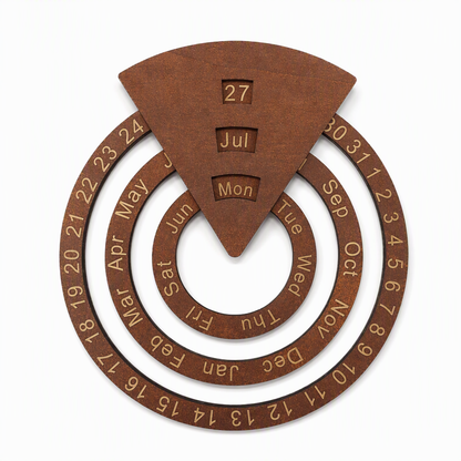 ⏳🔥LIMITED-TIME 50% OFF! ⏰Circular Wooden Rotating Perpetual Calendar – Artistic, Interactive, Timeless 📅✨