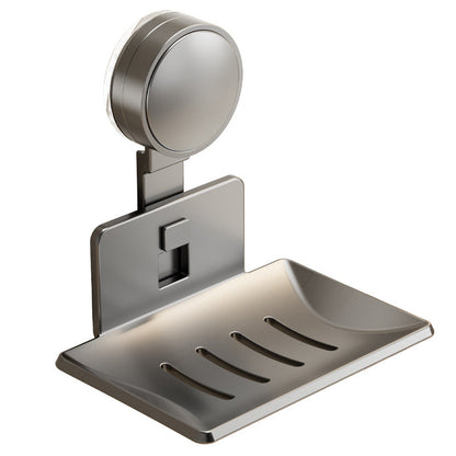⏳🔥LIMITED-TIME 50% OFF! ⏰Vacuum Suction Soap Dish: V-Shaped Drainage, Rustproof Aluminum, No Drilling, Twist-Lock🧼