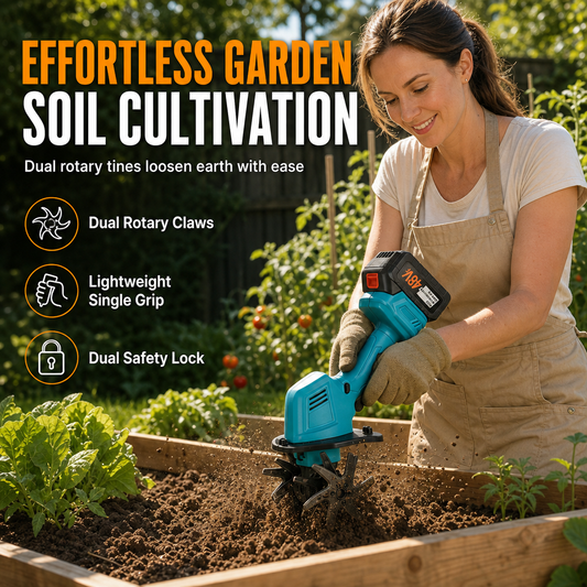 ⏳🔥LIMITED-TIME 50% OFF! ⏰⚡ Cordless Mini Tiller – 21V Portable Soil Loosener, Make Garden Beds & Borders Easier to Work 🌱✨