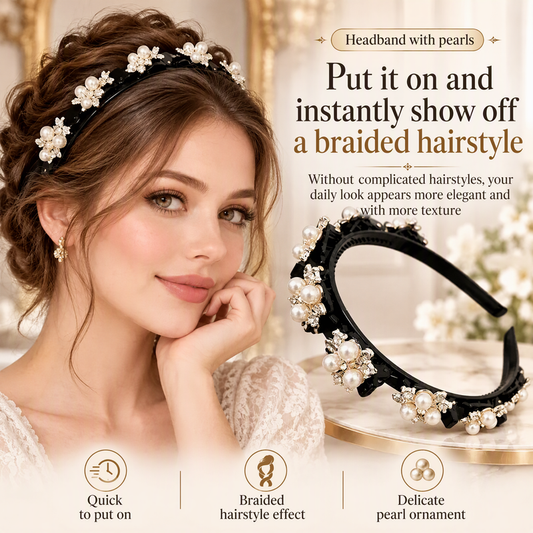 ⏳🔥LIMITED-TIME 50% OFF! ⏰Vintage-Style Headband with a Pearl Topper