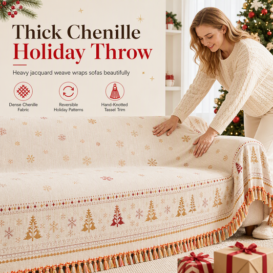 ⏳🔥LIMITED-TIME 50% OFF! ⏰🛋️Thickened Christmas Chenille Sofa Cover – Full Coverage Cat Scratch & Stain Resistant Couch Slipcover 🎄✨