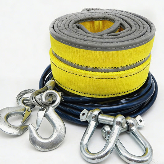 ⏳🔥LIMITED-TIME 50% OFF! ⏰8-Ton Tow Rope equipped with U-Shackle Hooks, heavy-duty for vehicle rescue🔧🚙