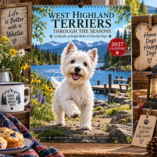 ⏳🔥LIMITED-TIME 50% OFF! ⏰ West Highland Terrier Wall Calendar🐾