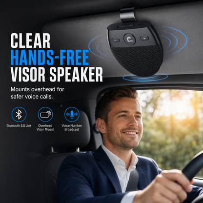 ⏳🔥LIMITED-TIME 50% OFF! ⏰SP11 Sun Visor Bluetooth Handsfree Speaker, vibration auto power on, Bluetooth5.0, hands-free calls & music for safe driving🚗📞