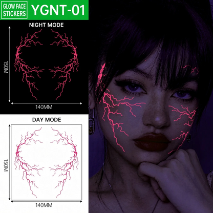 ⏳🔥LIMITED-TIME 50% OFF! ⏰ Halloween Luminous Face Tattoo Stickers – Glow In Dark, Waterproof, Easy Apply 🎃