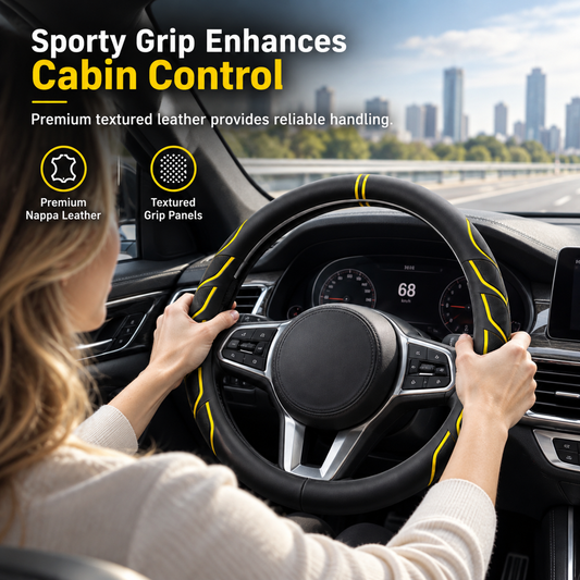 ⏳🔥LIMITED-TIME 50% OFF! ⏰Luminous Nappa leather steering wheel cover, non-slip & durable🚗✨