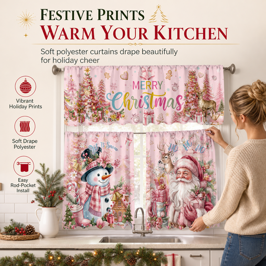 ⏳🔥LIMITED-TIME 50% OFF! ⏰🎄 Christmas Kitchen Curtains Set – Festive Charm for Your Kitchen Windows ✨