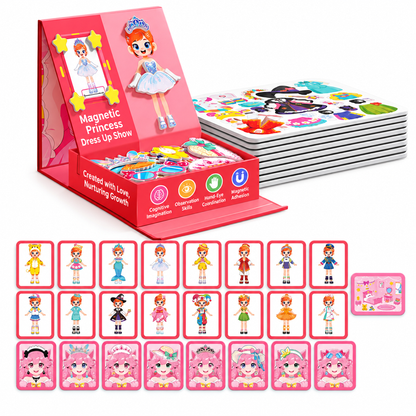 ⏳🔥LIMITED-TIME 50% OFF! ⏰✨ Kids 3D Magnetic Princess Dress-Up Set — 👑129 Pieces & 25 Outfits 🎀