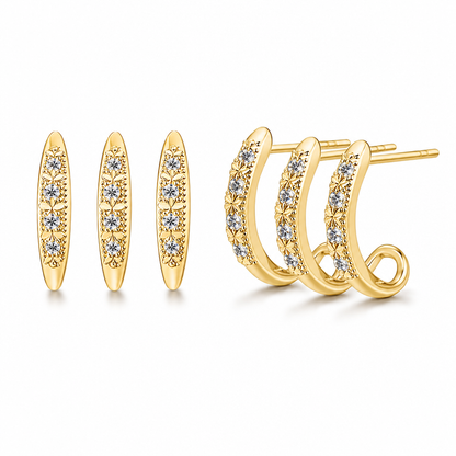 ⏳🔥LIMITED-TIME 50% OFF! ⏰Minimalist 3-Layer Curved Ear Crawler Earrings with Sparkling Rhinestones🌸