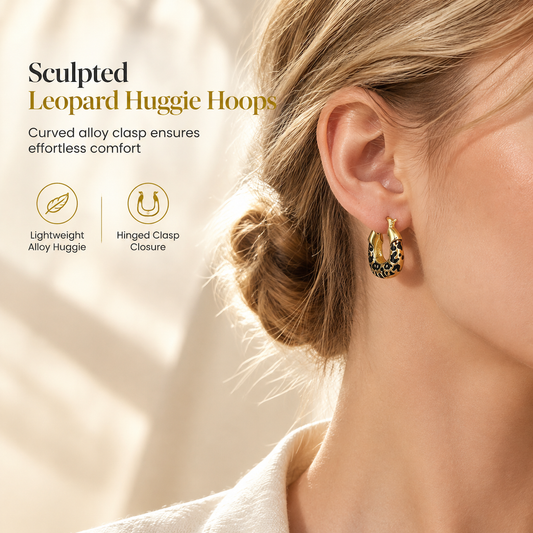 ⏳🔥LIMITED-TIME 50% OFF! ⏰Vintage Leopard Print U Shaped Huggie Hoop Earrings 🐆📿