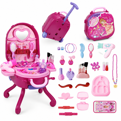 ⏳🔥LIMITED-TIME 50% OFF! ⏰👑3-in-1 Princess Vanity Suitcase – Magical, Portable, Kid-Safe 🧳