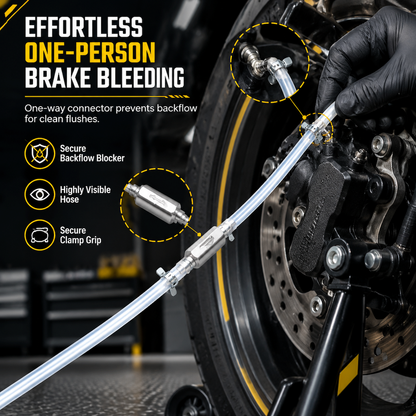 ⏳🔥LIMITED-TIME 50% OFF! ⏰Motorcycle Hydraulic Brake Bleeder Tool – One-Way Valve & Fluid Extraction Hose Kit 🏍️