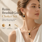 ⏳🔥LIMITED-TIME 50% OFF! ⏰Vintage Choker & Earring Set – Brushed Gold-Tone Finish & Black Stone Accents for Elegant Evenings✨