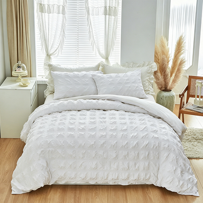 ⏳🔥LIMITED-TIME 50% OFF! ⏰🛏️ Minimalist Seersucker Duvet Cover Set – 3-Piece Solid Color Bedding Set, Soft & Breathable for Bedroom ✨