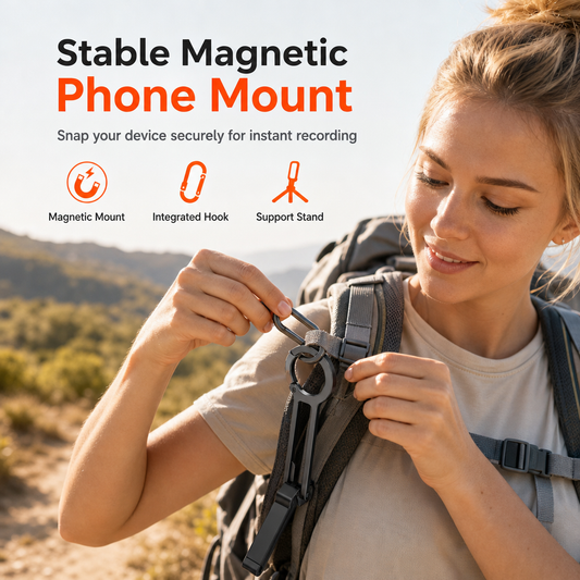⏳🔥LIMITED-TIME 50% OFF! ⏰Portable Carabiner Phone Mount and Magnetic Selfie Stick Tripod for Travel Photography