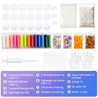 ⏳🔥LIMITED-TIME 50% OFF! ⏰DIY Clay Squeeze Ball Craft Kit Slow Stress Relief Handmade Toy Set for Kids