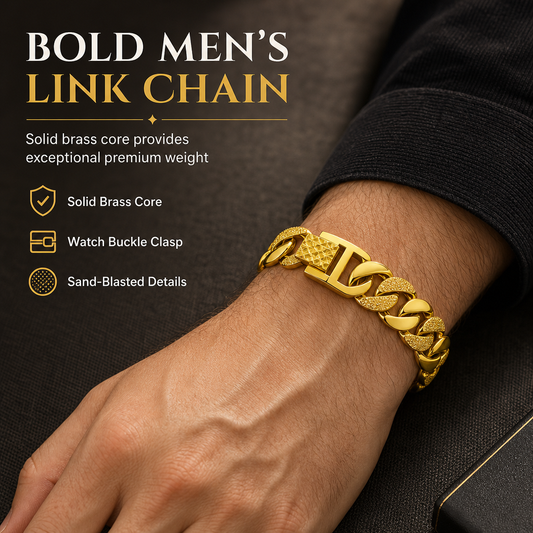 ⏳🔥LIMITED-TIME 50% OFF! ⏰⌚ Men's Vietnamese Sand-Gold Style Bracelet – Matte Sandblasted Finish & Watch Clasp💎