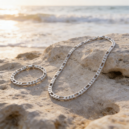 ⏳🔥LIMITED-TIME 50% OFF! ⏰💎 Classic Silver-Tone Chain Necklace & Bracelet Set – Add Effortless Polish to Everyday Looks, Perfect for Layering or Gifting ✨