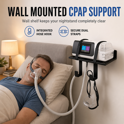 ⏳🔥LIMITED-TIME 50% OFF! ⏰Wall-Mount CPAP Organizer with Hose Elevator Hook | Wrought-Iron Single Two-Tier Bracket, Pre-Drilled🛏️💤