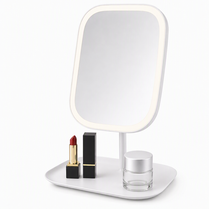 ⏳🔥LIMITED-TIME 50% OFF! ⏰Portable Folding Desktop Makeup Mirror with LED Light Compact Vanity Mirror for Dormitory