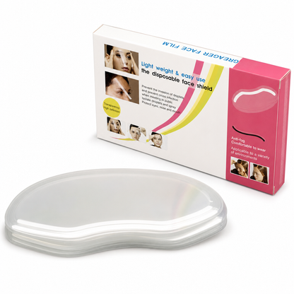 ⏳🔥LIMITED-TIME 50% OFF! ⏰🥽50Pcs Disposable Transparent Haircut Face Shields, adhesive visor for bangs trimming & hair dyeing💈